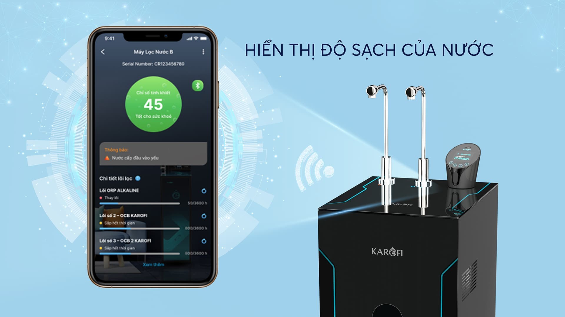 Máy lọc nước ion kiềm nóng lạnh nguội Karofi KAE-S88